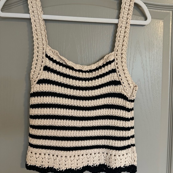 Madewell Black and Cream Crochet Tank Top - Picture 1 of 2
